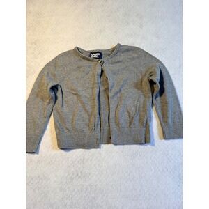 Lands End Girls Gray Cardigan Sweater Cotton Modal Blend Size XS 4-5